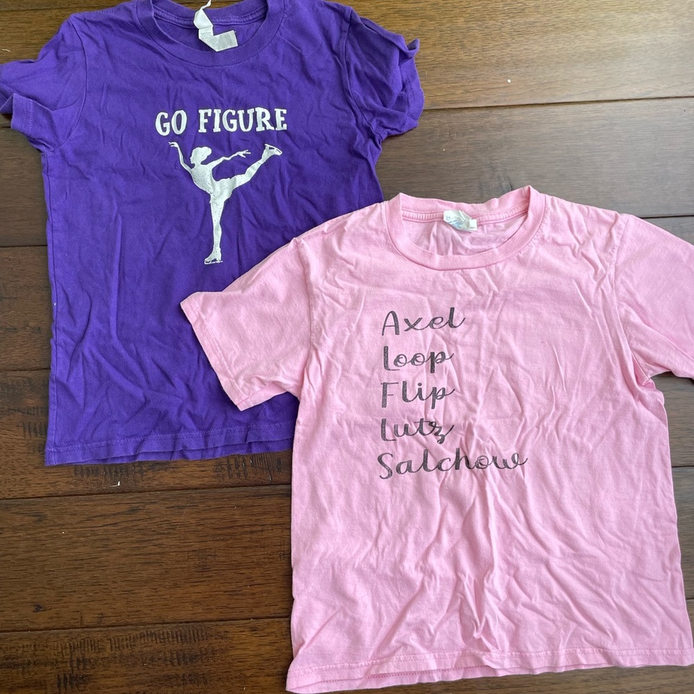 Set of Two Figure Skating Themed Girl’s Tshirts